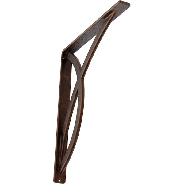 Ekena Millwork Miller Wrought Iron Bracket, (Single center brace), Antiqued Copper 1 1/2"W x 12"D x 15"H BKTM01X12X15SMIACO - main